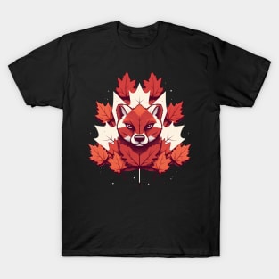 Cougar Cat with Maple leafs Canada Flag T-Shirt